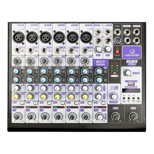 Mesa De Som Profissional 10 Canais Bluetooth Waldman Cp10 Fx